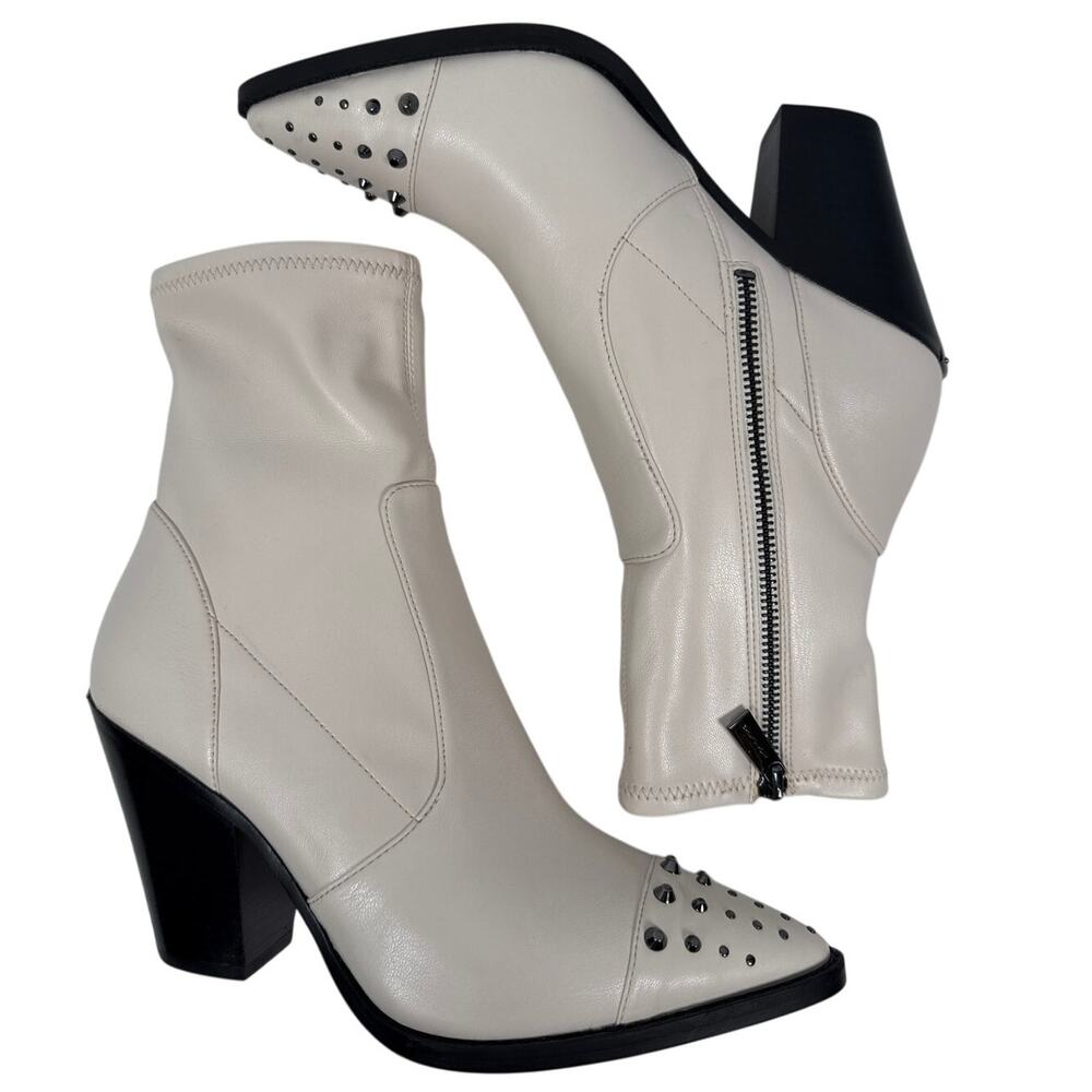 Michael Michael Kors Dover Heeled Bootie Womens 8 M Light Cream Leather Zip up